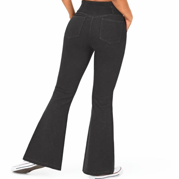 HALARA Magic Denim High Waist Crossover Flare Jeans Black Wash Various NWOT - Picture 2 of 9